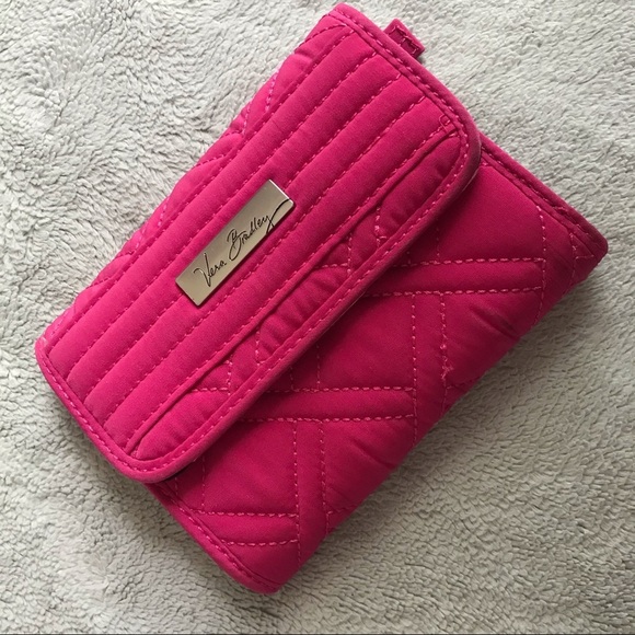 Vera Bradley Iconic Riley Flap Wallet Fuchsia Pink - Picture 1 of 15